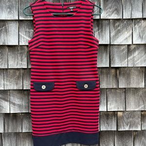 Premise red and blue striped sleeveless dress